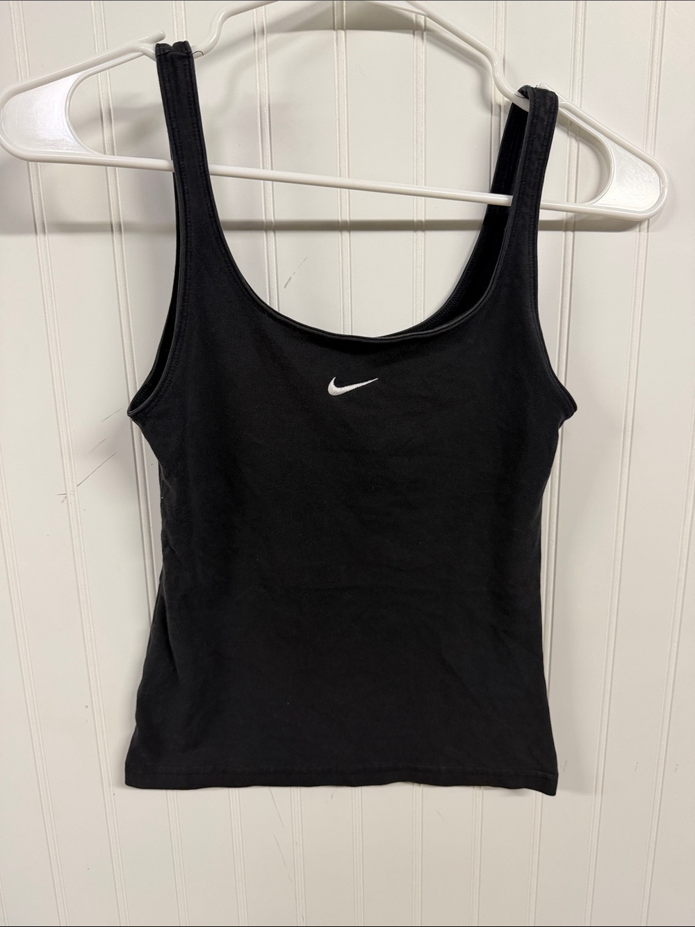 Nike Black Tank with White Swoosh Center Chest